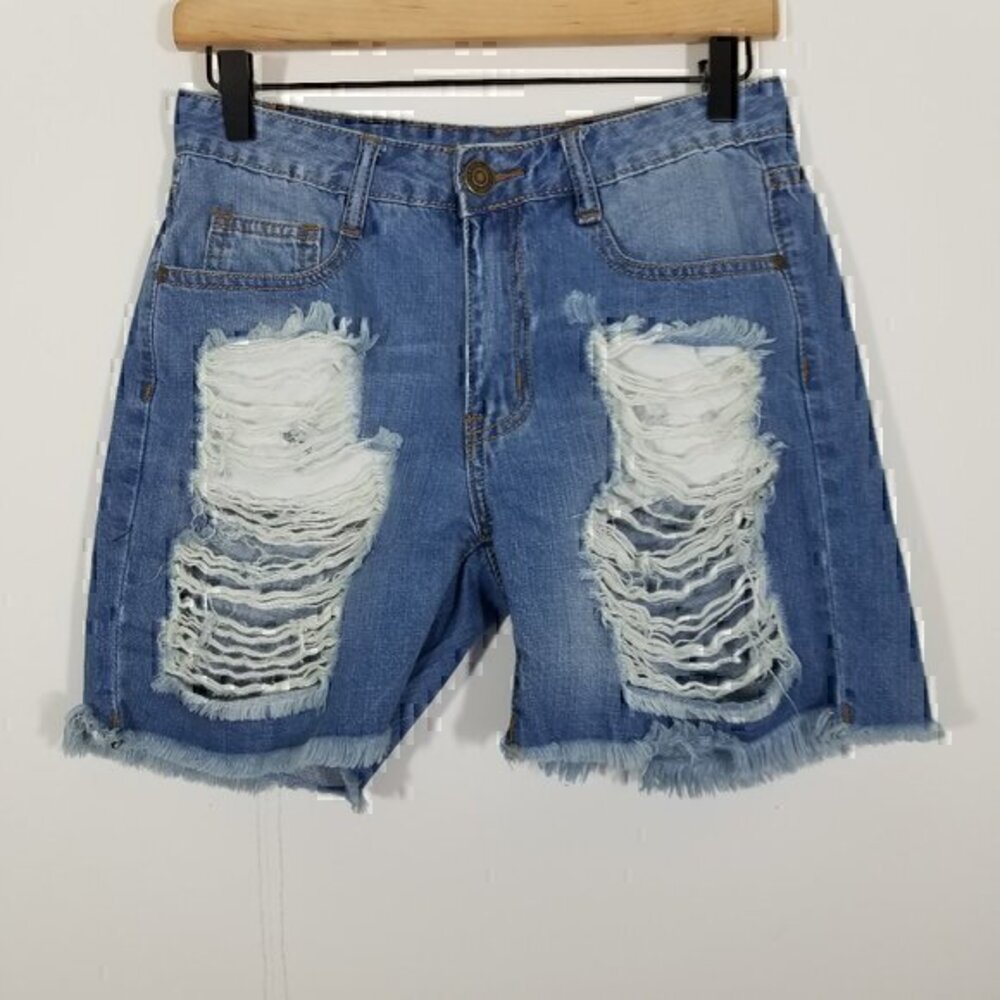Machine Super Distressed Jean Shorts Size S